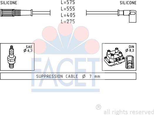 FACET 4.8616 - Комплект проводов зажигания autosila-amz.com