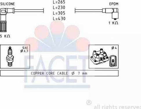 FACET 4.8613 - Комплект проводов зажигания autosila-amz.com