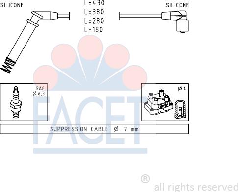 FACET 4.8634 - Комплект проводов зажигания autosila-amz.com