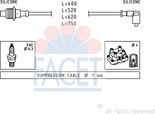 FACET 4.8674 - Комплект проводов зажигания autosila-amz.com