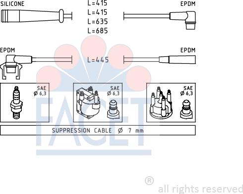 FACET 4.8801 - Комплект проводов зажигания autosila-amz.com