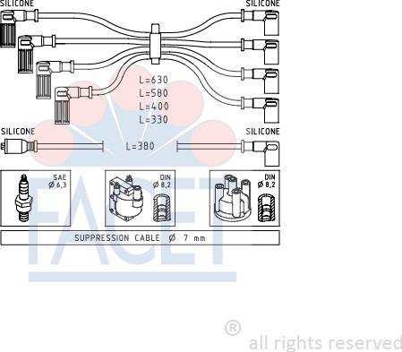 FACET 4.8808 - Комплект проводов зажигания autosila-amz.com