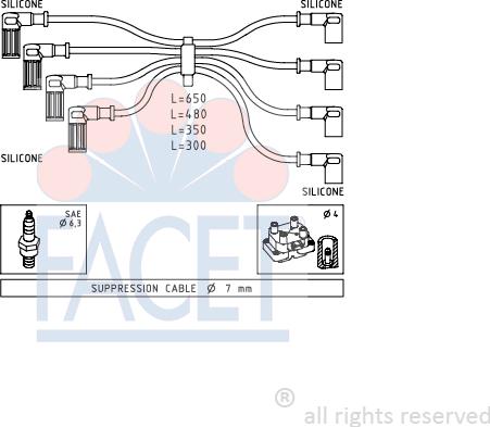 FACET 4.8888 - Комплект проводов зажигания autosila-amz.com