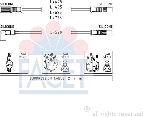 FACET 4.8347 - Комплект проводов зажигания autosila-amz.com