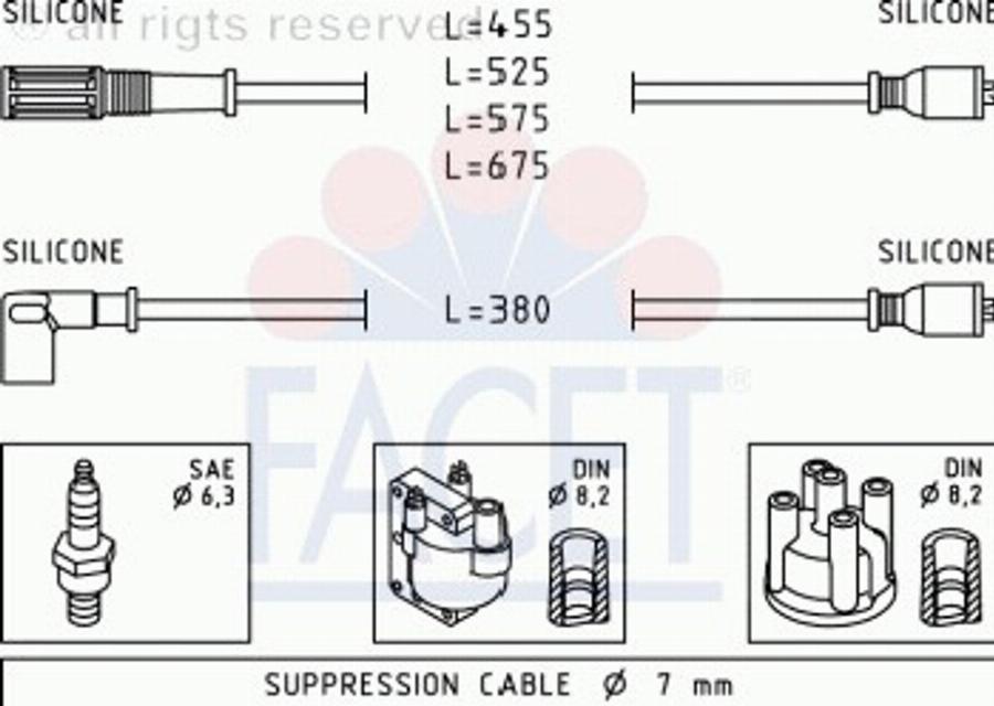 FACET 4.8366 - Комплект проводов зажигания autosila-amz.com
