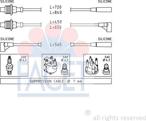 FACET 4.8748 - Комплект проводов зажигания autosila-amz.com