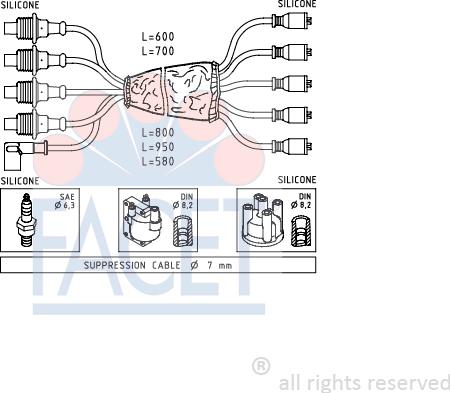 FACET 4.8747 - Комплект проводов зажигания autosila-amz.com