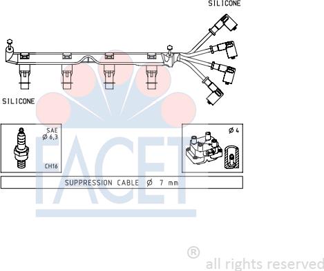 FACET 4.7049 - Комплект проводов зажигания autosila-amz.com