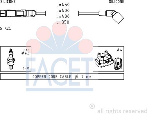 FACET 4.7069 - Комплект проводов зажигания autosila-amz.com