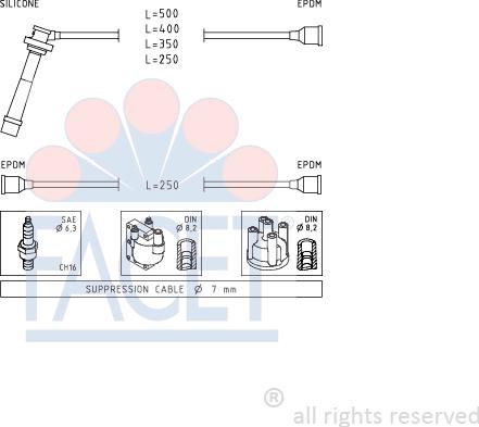 FACET 4.7004 - Комплект проводов зажигания autosila-amz.com