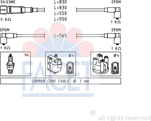 FACET 4.7159 - Комплект проводов зажигания autosila-amz.com