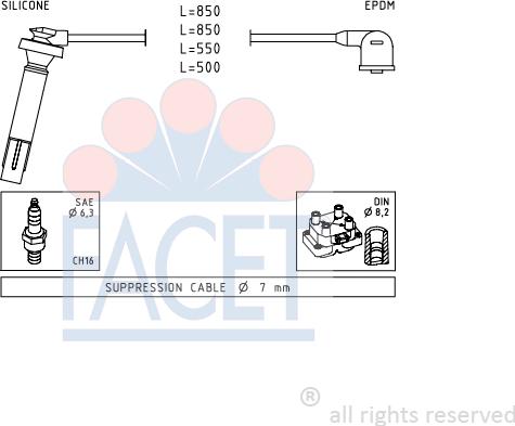 FACET 4.7106 - Комплект проводов зажигания autosila-amz.com