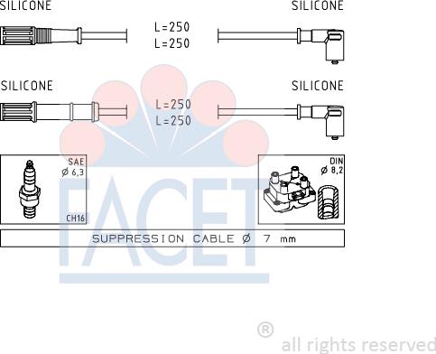 FACET 4.7170 - Комплект проводов зажигания autosila-amz.com