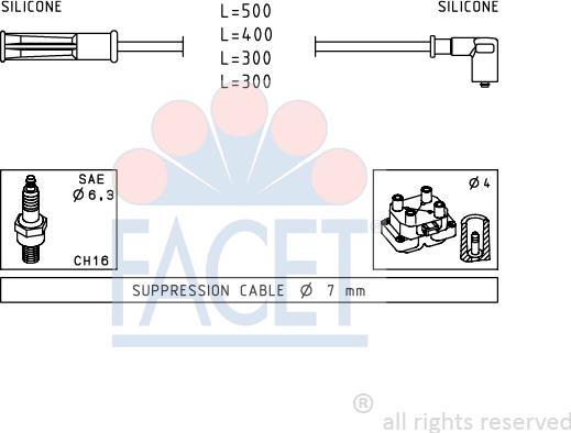 FACET 4.7244 - Комплект проводов зажигания autosila-amz.com