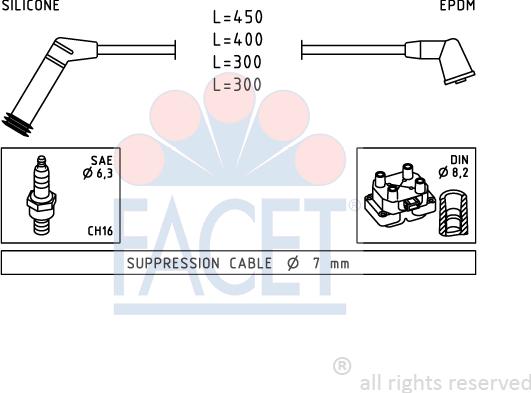 FACET 4.7235 - Комплект проводов зажигания autosila-amz.com