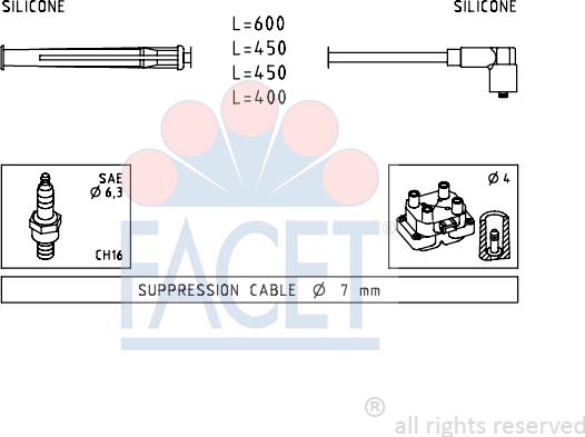 FACET 4.7230 - Комплект проводов зажигания autosila-amz.com
