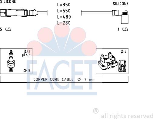 FACET 4.7223 - Комплект проводов зажигания autosila-amz.com