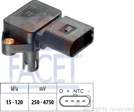 FACET 10.3084 - Датчик давления воздуха, высотный корректор Датчик, давление во впускном газопр autosila-amz.com