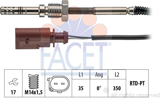 FACET 22.0063 - Датчик, температура выхлопных газов autosila-amz.com