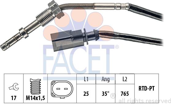 FACET 22.0003 - Датчик, температура выхлопных газов autosila-amz.com