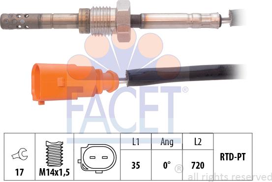 FACET 22.0076 - Датчик, температура выхлопных газов autosila-amz.com