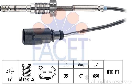 FACET 22.0139 - Датчик, температура выхлопных газов autosila-amz.com