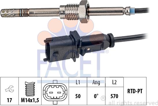 FACET 22.0134 - Датчик, температура выхлопных газов autosila-amz.com