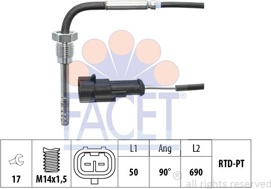 FACET 22.0367 - Датчик, температура выхлопных газов autosila-amz.com
