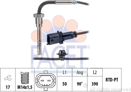 FACET 22.0337 - Датчик, температура выхлопных газов autosila-amz.com