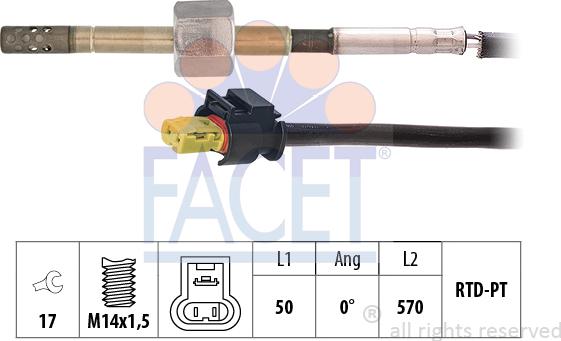 FACET 22.0299 - Датчик, температура выхлопных газов autosila-amz.com