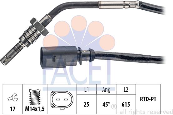 FACET 22.0244 - Датчик, температура выхлопных газов autosila-amz.com