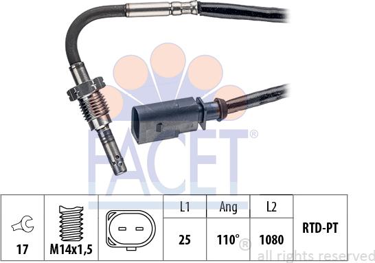 FACET 22.0253 - Датчик, температура выхлопных газов autosila-amz.com