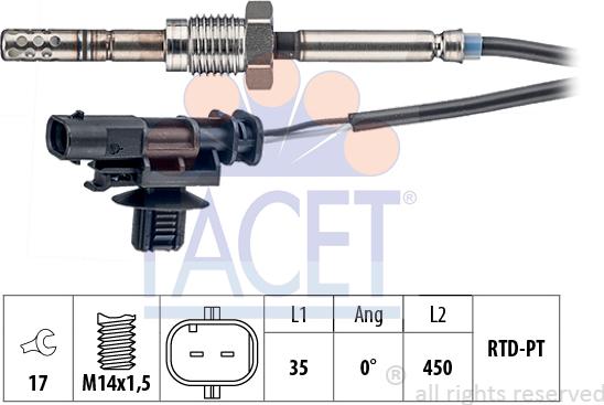 FACET 22.0203 - Датчик, температура выхлопных газов autosila-amz.com