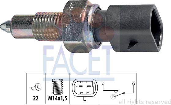 FACET 7.6038 - Датчик, переключатель, фара заднего хода autosila-amz.com