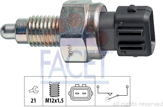 FACET 7.6125 - Датчик, переключатель, фара заднего хода autosila-amz.com