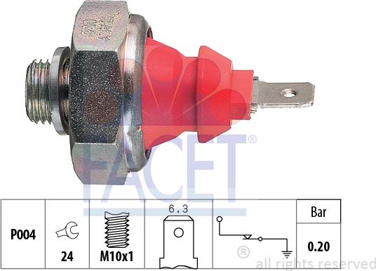 FACET 7.0072 - Датчик, давление масла autosila-amz.com