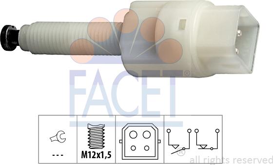 FACET 7.1126 - Выключатель фонаря сигнала торм. A4, A6, VW 96- autosila-amz.com