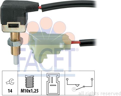 FACET 7.1297 - Выключатель фонаря сигнала торможения, Выключатель, привод сцепления (Tempomat) autosila-amz.com