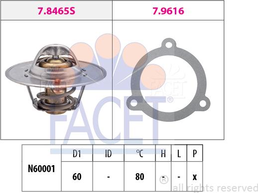 FACET 7.8465 - Термостат охлаждающей жидкости / корпус autosila-amz.com