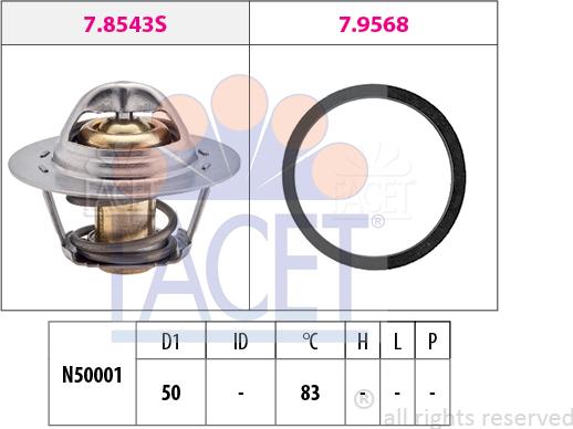 FACET 7.8543 - Термостат охлаждающей жидкости / корпус autosila-amz.com