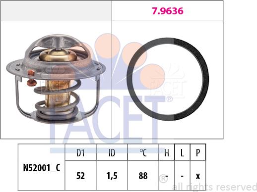 FACET 7.8554 - Термостат охлаждающей жидкости / корпус autosila-amz.com