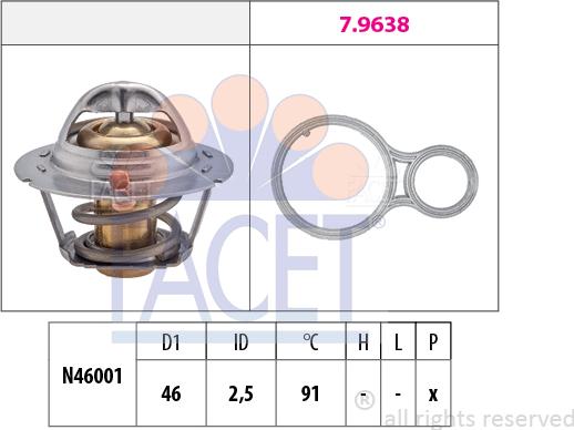 FACET 7.8524 - Термостат охлаждающей жидкости / корпус autosila-amz.com