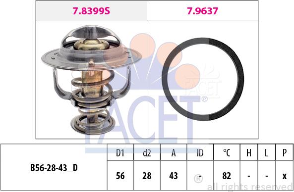 FACET 7.8522 - Термостат охлаждающей жидкости / корпус autosila-amz.com