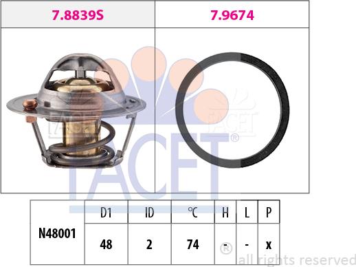 FACET 7.8839 - Термостат охлаждающей жидкости / корпус autosila-amz.com