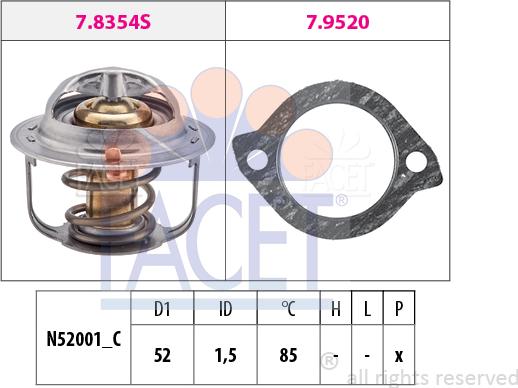 FACET 7.8354 - Термостат охлаждающей жидкости / корпус autosila-amz.com