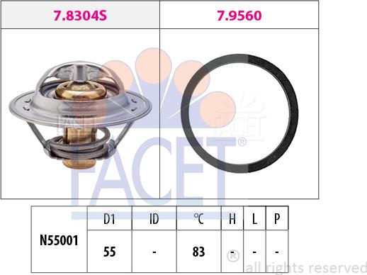 FACET 7.8304 - Термостат охлаждающей жидкости / корпус autosila-amz.com