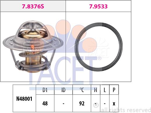 FACET 7.8376 - Термостат охлаждающей жидкости / корпус autosila-amz.com