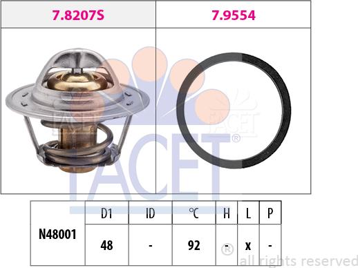 FACET 7.8207 - Термостат охлаждающей жидкости / корпус autosila-amz.com