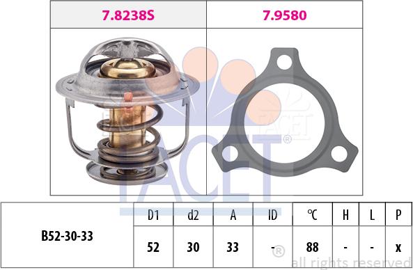 FACET 7.8238 - Термостат охлаждающей жидкости / корпус autosila-amz.com