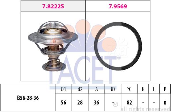 FACET 7.8222 - Термостат охлаждающей жидкости / корпус autosila-amz.com